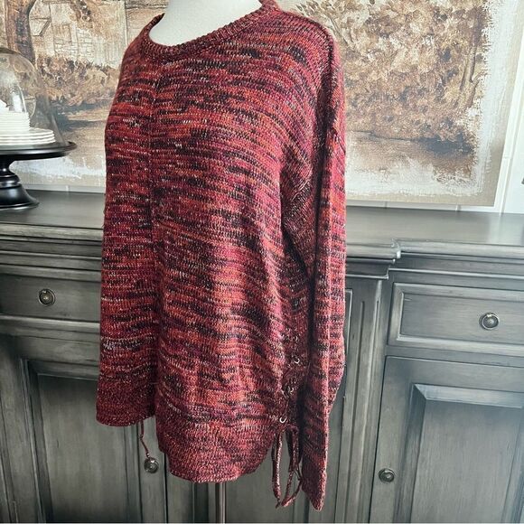RELATIVITY Burgundy Stretchy Long Sleeve Sweater size XL - Picture 3 of 10